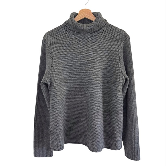 Eileen Fisher Sweaters - Eileen Fisher Grey Wool Knit Turtleneck Sweater